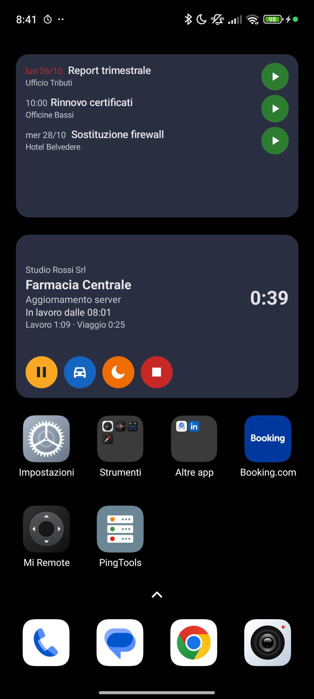 Widget di ActivityTrack sulla schermata del telefono